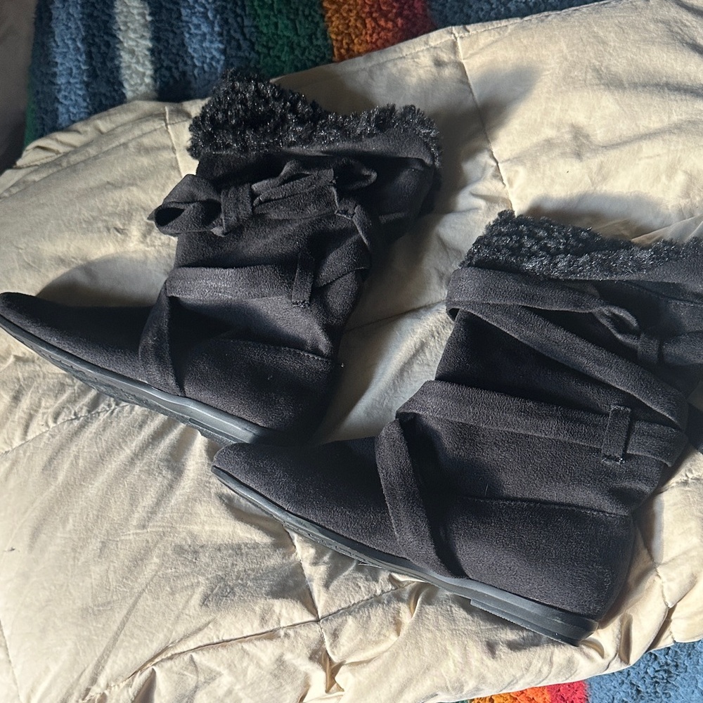 Aldo Black Winter Boots with Faux Fur Trim